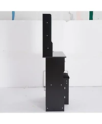 Streamdale Furniture + Compact Vanity Table Set + Wood/Engineered Wood + Large Mirror & Multi-Tier Storage + Vanity Table with Stool