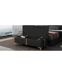 Streamdale Furniture Upholstered Storage Ottoman Bench with Metal Legs