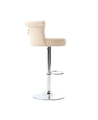 Streamdale Furniture Velvet Bar Stool Set of 2, Adjustable Swivel