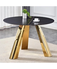 Streamdale Furniture 42" Gold-Plated Granite Table - Seats 4-6 - Dining, Entertaining, Conference