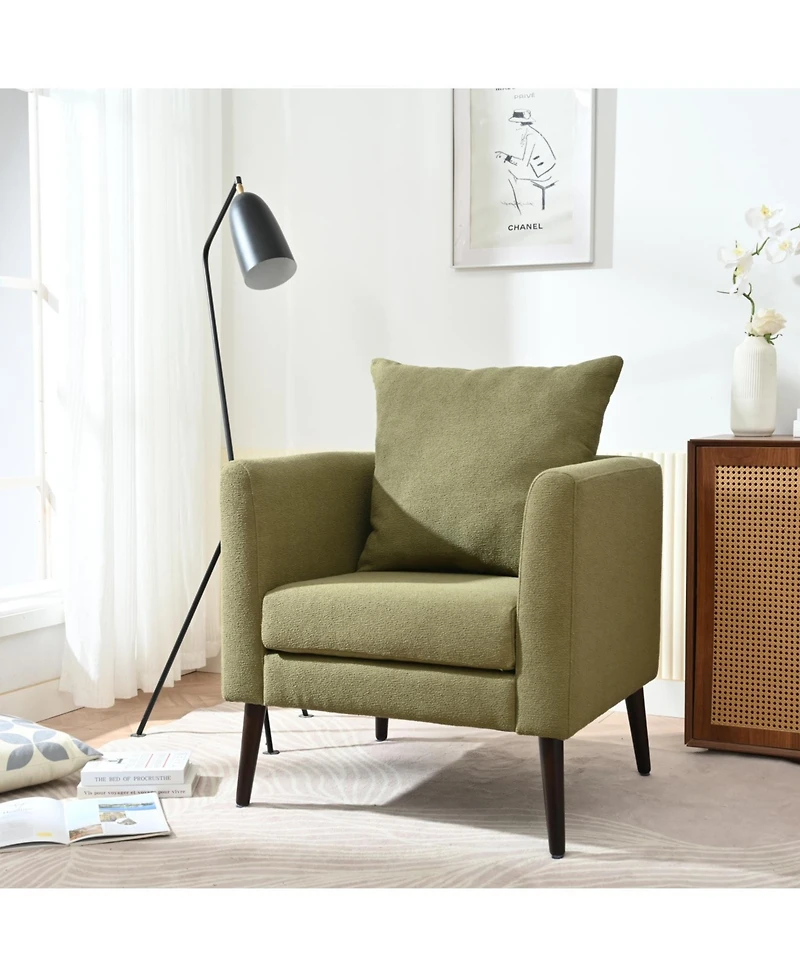 Streamdale Furniture Streamdale Ergonomic Barrel Chair with Waist Pillow and Solid Wood Legs