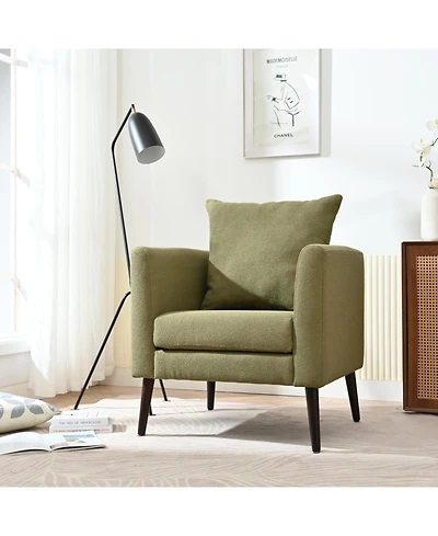 Streamdale Furniture Streamdale Ergonomic Barrel Chair with Waist Pillow and Solid Wood Legs