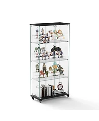 Streamdale Furniture + 31.5"L x 14.2"W x 65.1"H + Glass + 4-Tier, 6 Shelves, Double-Door + Display Cabinet