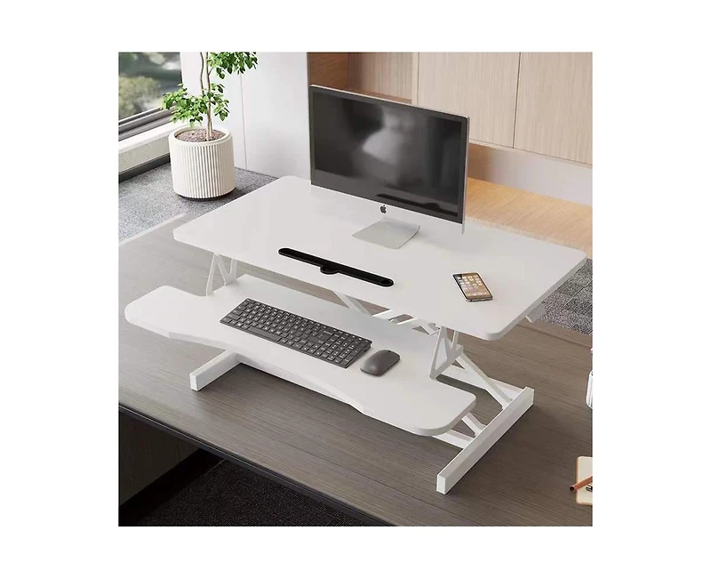 Streamdale Furniture 32" Height-Adjustable Desk Converter with Dual Monitor & Laptop Workstation