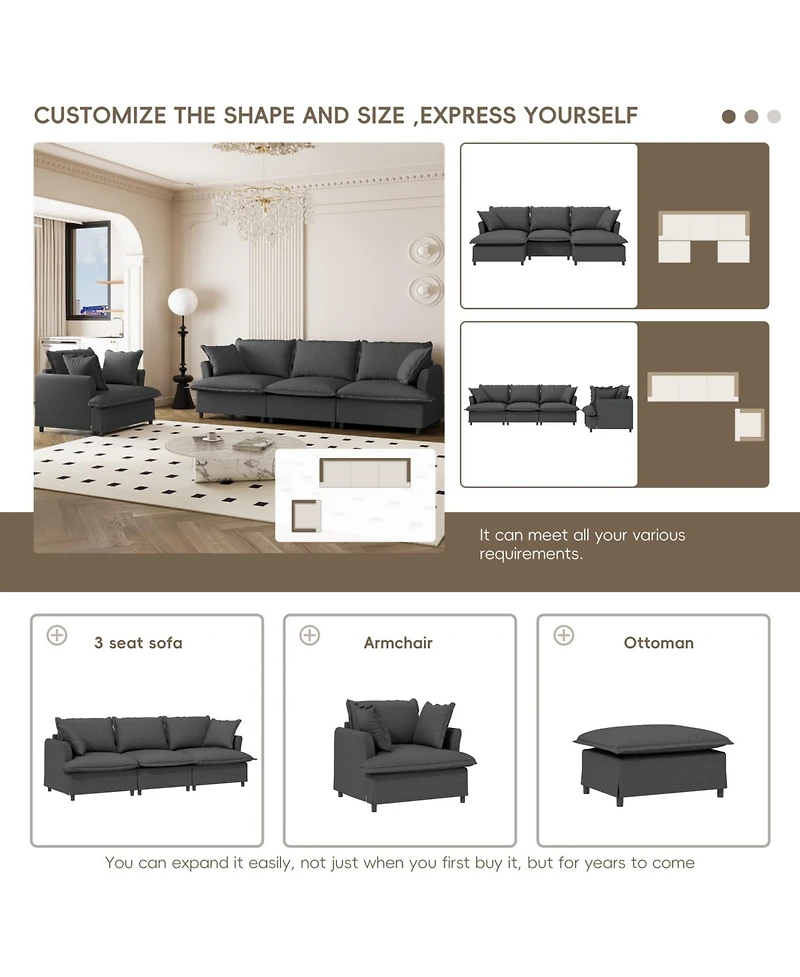 Streamdale Furniture Streamdale 2-Piece Chenille Sofa Set with Pillows 3-Seater Sofa & Armchair