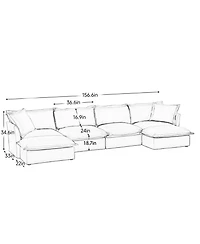 Streamdale Furniture Slipcovered U Shape Sectional Sofa Deep Seat Chenille