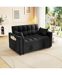 Streamdale Furniture Velvet Sleeper Sofa Couch Pull Out Bed - Black