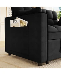 Streamdale Furniture Velvet Sleeper Sofa Couch Pull Out Bed - Black