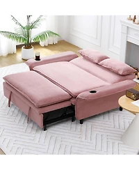 Streamdale Furniture Pink Striped Sofa Bed - Adjustable Arms & Back - 65.74-inch