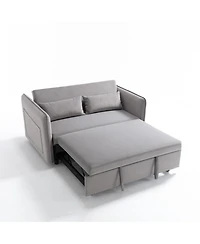 Streamdale Furniture Streamdale 55" Velvet Futon Sofa Bed with Pillows & Side Pockets