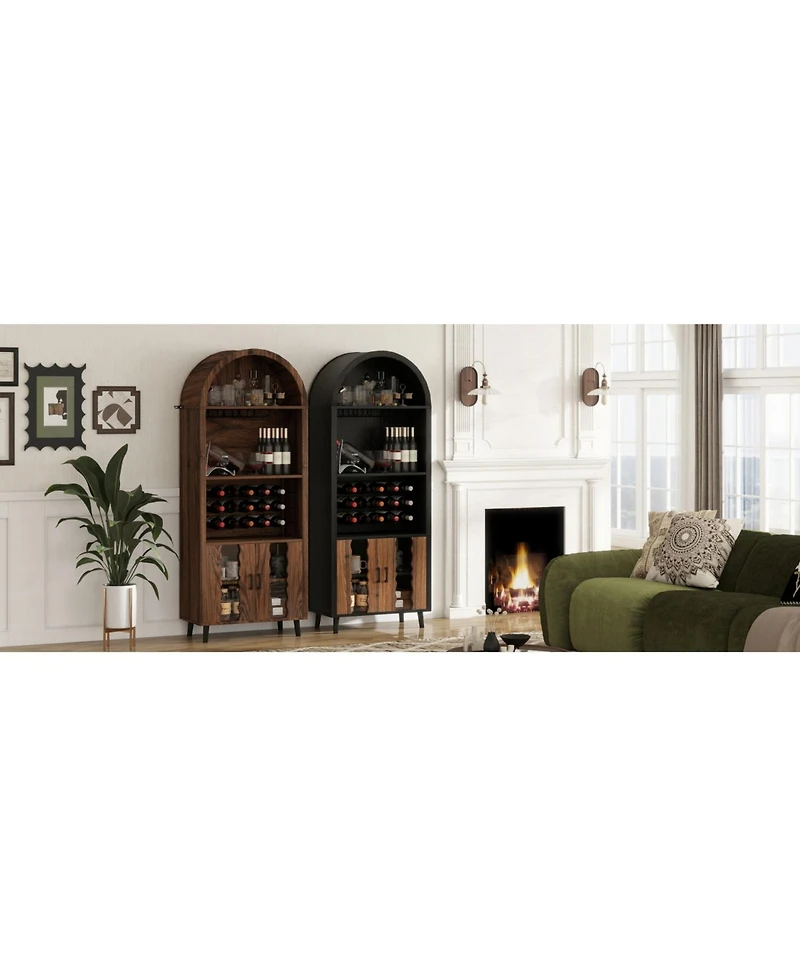 Streamdale Furniture + 71" + Wood (assuming material is wood) + Wine Rack & Glass Holder + Wine Bar Cabinet
