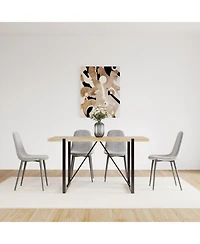 Streamdale Modern Linen Accent Dining Chairs (Set of 4), Black Metal Legs