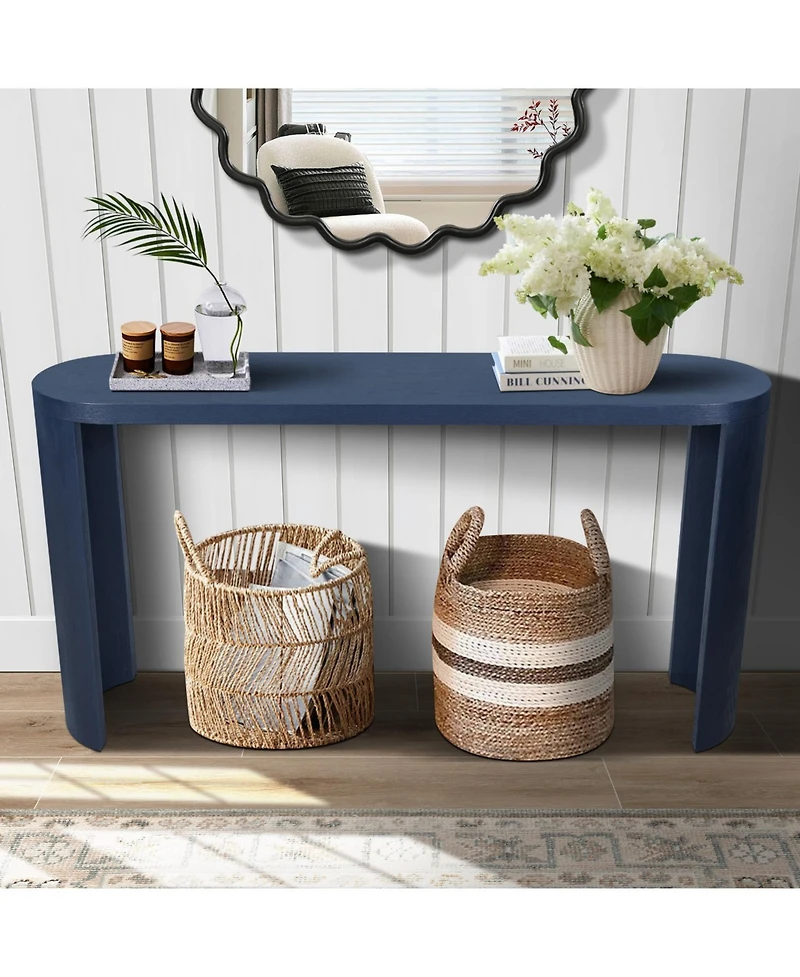 Streamdale Furniture Navy Blue 60" Entryway Table with Curved Legs