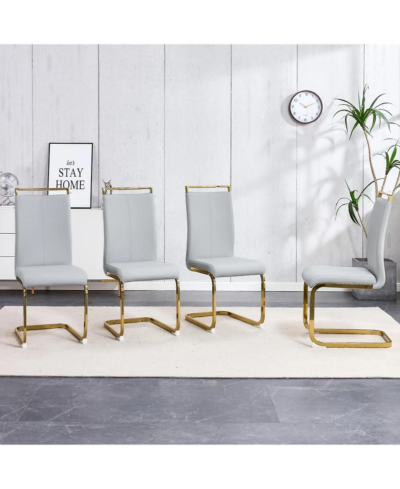 Streamdale Furniture Pu Leather Dining Chair Set of 4 Light Gray