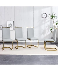 Streamdale Furniture Pu Leather Dining Chair Set of 4 Light Gray