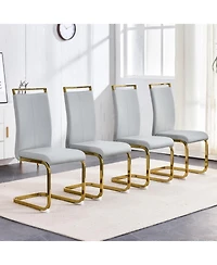 Streamdale Furniture Pu Leather Dining Chair Set of 4 Light Gray