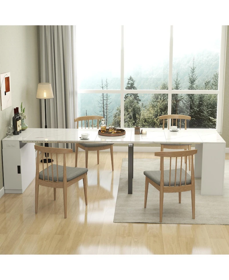 Streamdale Extendable Dining Table with Outlet & Storage