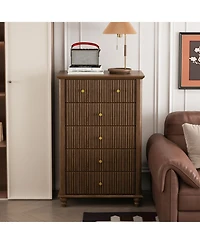 Streamdale Furniture Streamdale Fluted 5-Drawer Dresser - Walnut