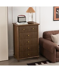 Streamdale Furniture Streamdale Fluted 5-Drawer Dresser - Walnut