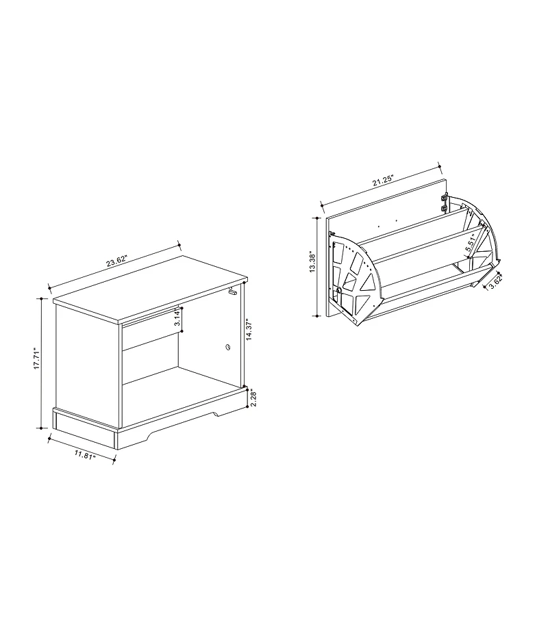 Streamdale Furniture Streamdale Shoe Storage Bench - Flip Drawer & Adjustable Shelf - Antique White