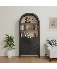Streamdale 61" Arched Bookcase with Door - Black