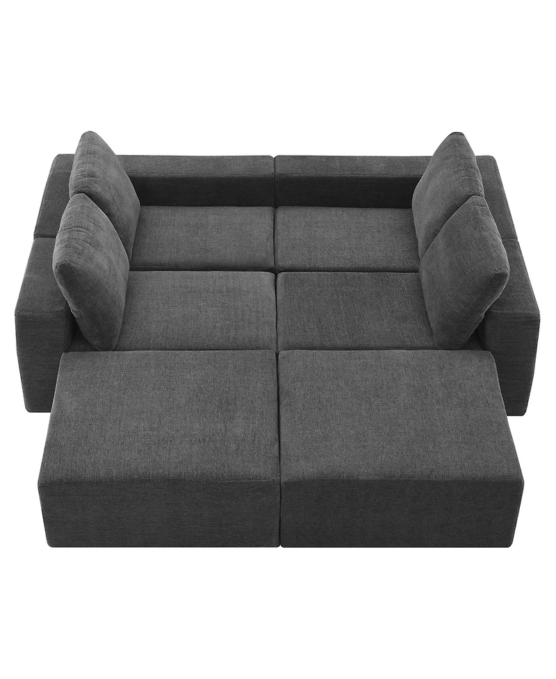 Streamdale Furniture Modular U-Shaped Chenille Sectional Sofa with Ottomans