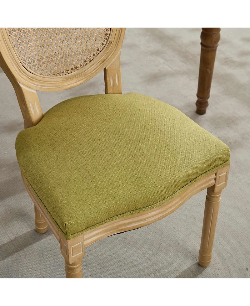 Streamdale Furniture Set of 2 French Style Linen Dining Chairs