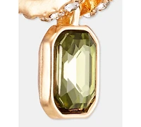 Anne Klein Emerald-Cut Stone Charm Pave Huggie Hoop Earrings