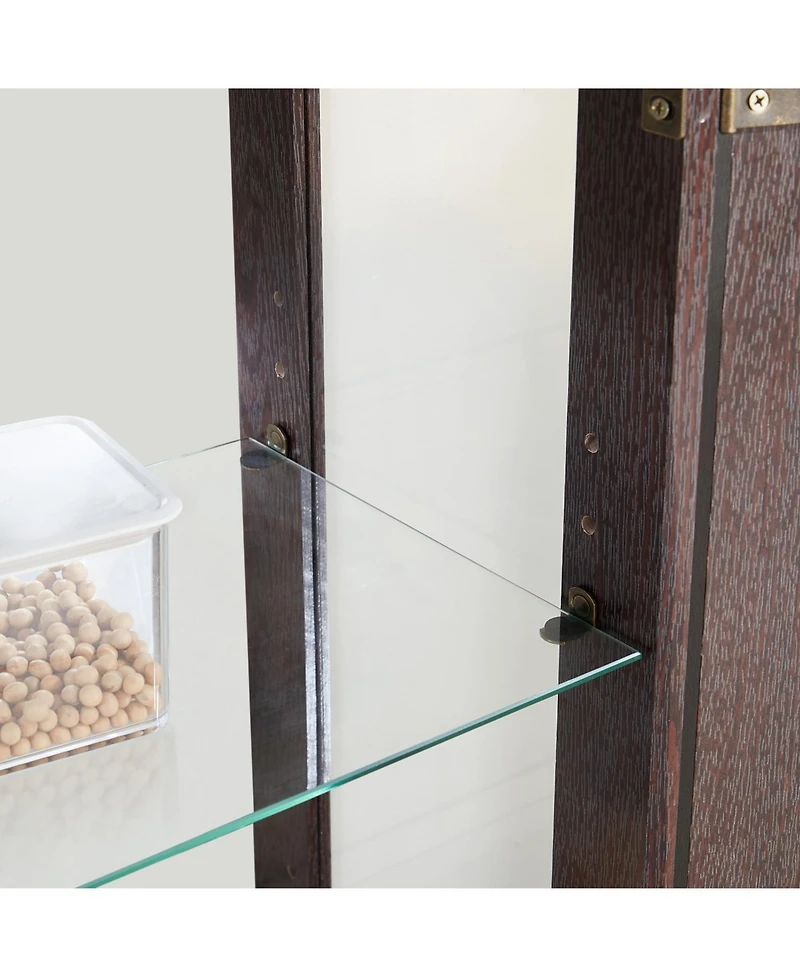 Streamdale Furniture Cherry Curio Cabinet - Lighted Display, Mirrored Back