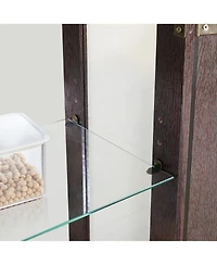 Streamdale Furniture Cherry Curio Cabinet - Lighted Display, Mirrored Back