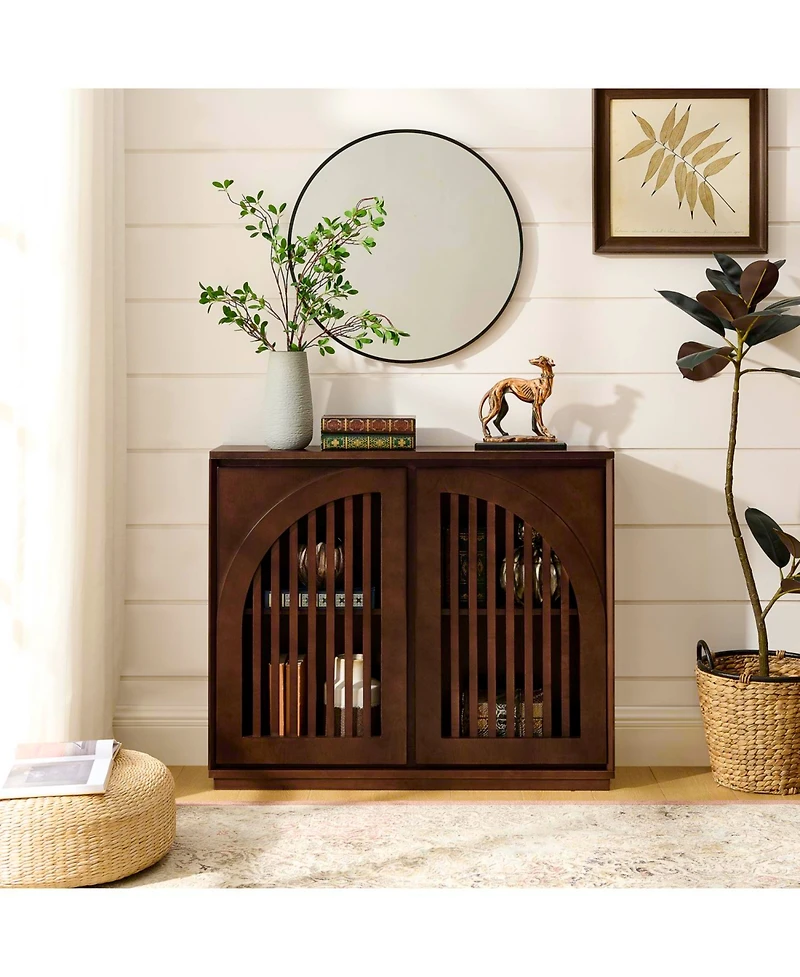 Streamdale Furniture Mid Century Fluted Sideboard Cabinet