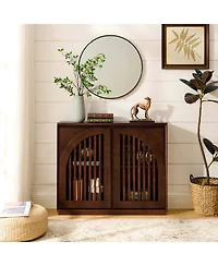 Streamdale Furniture Mid Century Fluted Sideboard Cabinet