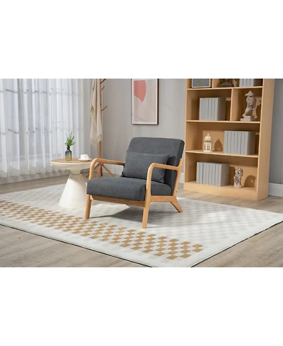 Streamdale Furniture Streamdale Mid Century Accent Chair with Wood Frame & Waist Cushion