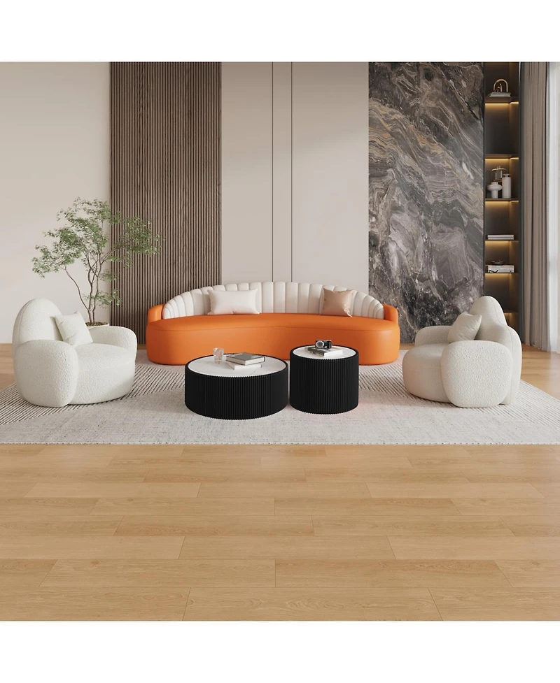 Streamdale Furniture Light Marble Top Leather End Table