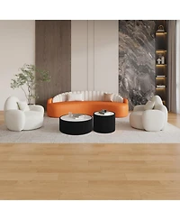 Streamdale Furniture Light Marble Top Leather End Table