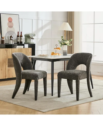 Streamdale Furniture Set of 2 Chenille Dining Chairs