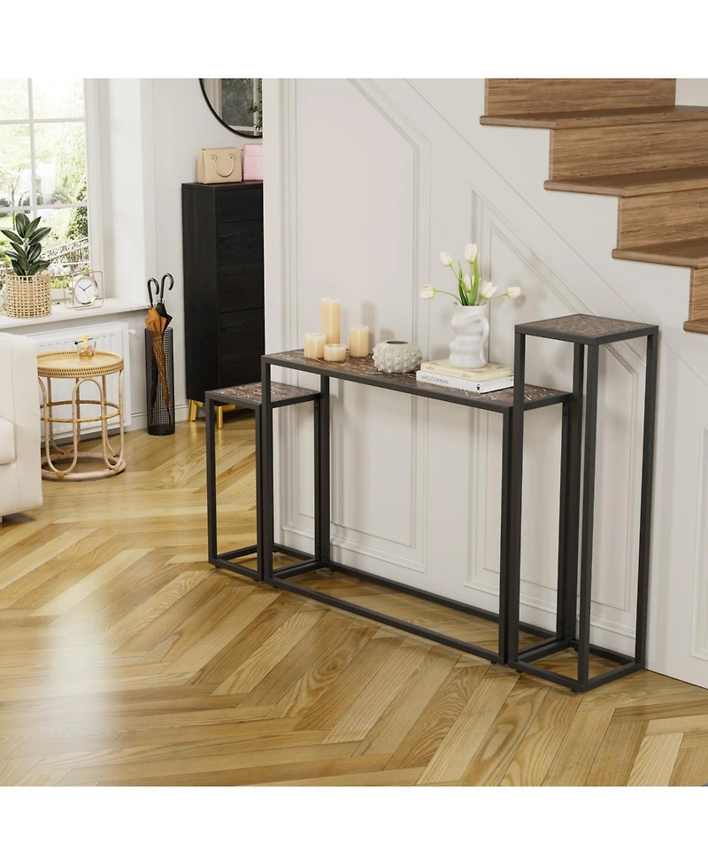Streamdale Furniture 3-piece narrow hall table set industrial rural style brown/black