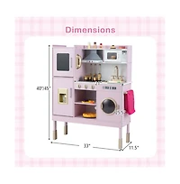 Hongge Kids Adjustable Pretend Play Kitchen with Accessories and Storage