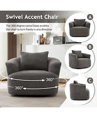 Streamdale Furniture 360 Swivel Accent Barrel Chair with Throw Pillow