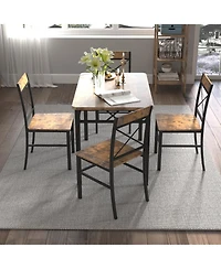 Streamdale Furniture Rustic Brown Dining Table Set for 4