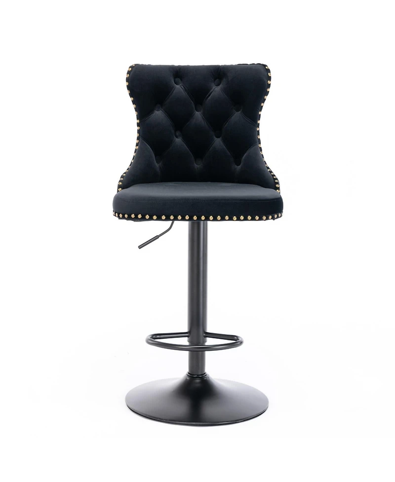 Streamdale Furniture Streamdale Velvet Swivel Barstools, Adjustable Height, Chrome Base Set of 2