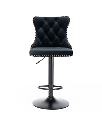 Streamdale Furniture Streamdale Velvet Swivel Barstools, Adjustable Height, Chrome Base Set of 2