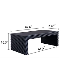 Streamdale Furniture Modern Black Ribbed Coffee Table