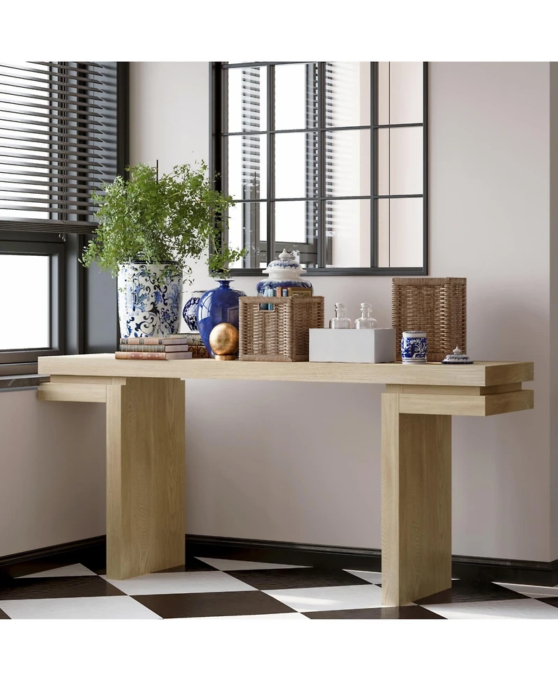 Streamdale Furniture 66" Wide Wood Console Table - Distressed Oak