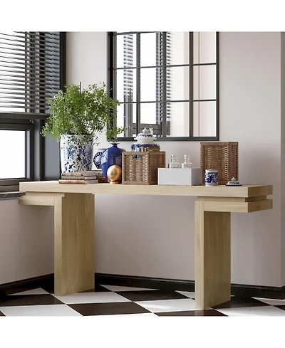 Streamdale Furniture 66" Wide Wood Console Table - Distressed Oak