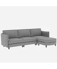 Streamdale Furniture Streamdale 107.8" 3 Seater L-Shaped Sofa Couch with Ottoman & Pockets