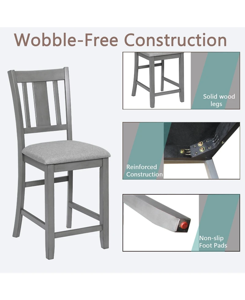 Streamdale Furniture Counter Height Chairs Set of 4, Padded Seat, Gray