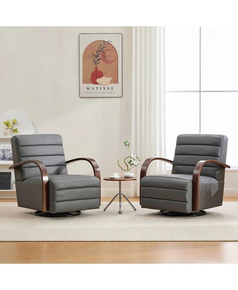 Streamdale Furniture 30.7" Swivel Accent Chair - Tufted Lounge Reading Chair - Gray