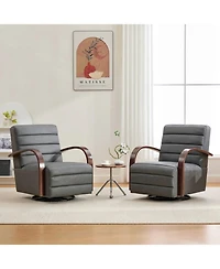 Streamdale Furniture 30.7" Swivel Accent Chair - Tufted Lounge Reading Chair - Gray