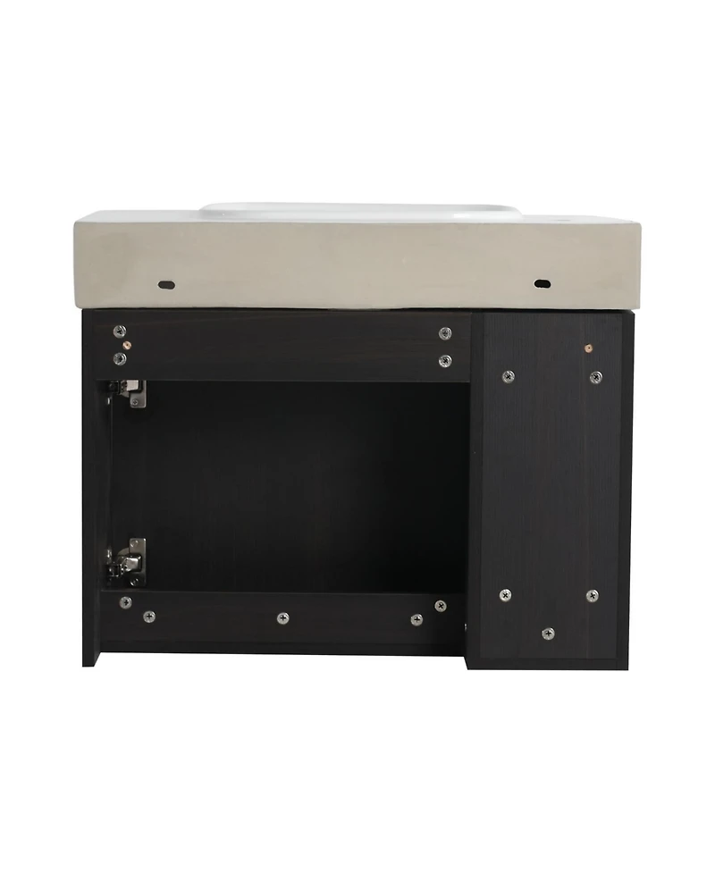 Streamdale Furniture 26" Wall-Mount Vanity, Ceramic Sink, Soft-Close, Dark Oak